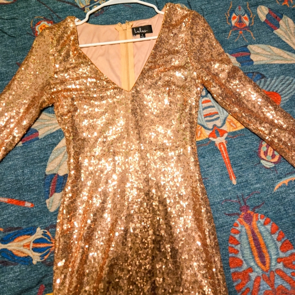 Lulu's Gold Sequin Dress